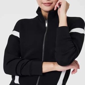 Spanx Airessentials Black stipe Track Jacket Size Medium